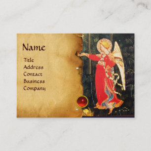 ANGEL IN RED AND GOLD BUSINESS CARD