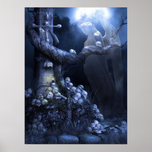 Angel in skull graveyard poster
