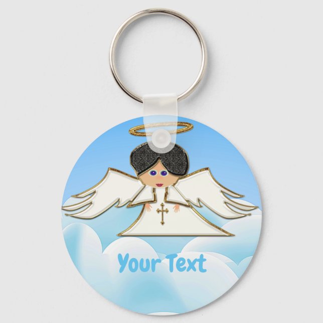 Angel in Sky Round Keychain (Front)