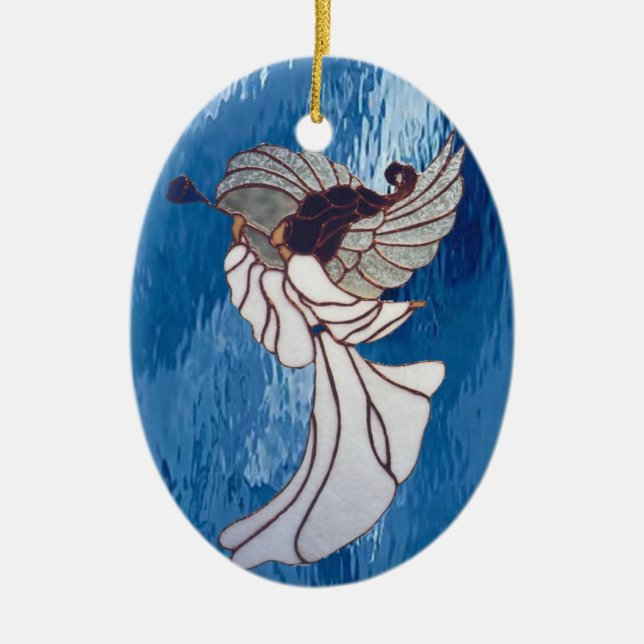 Angel in Stained Glass Ceramic Tree Decoration (Front)