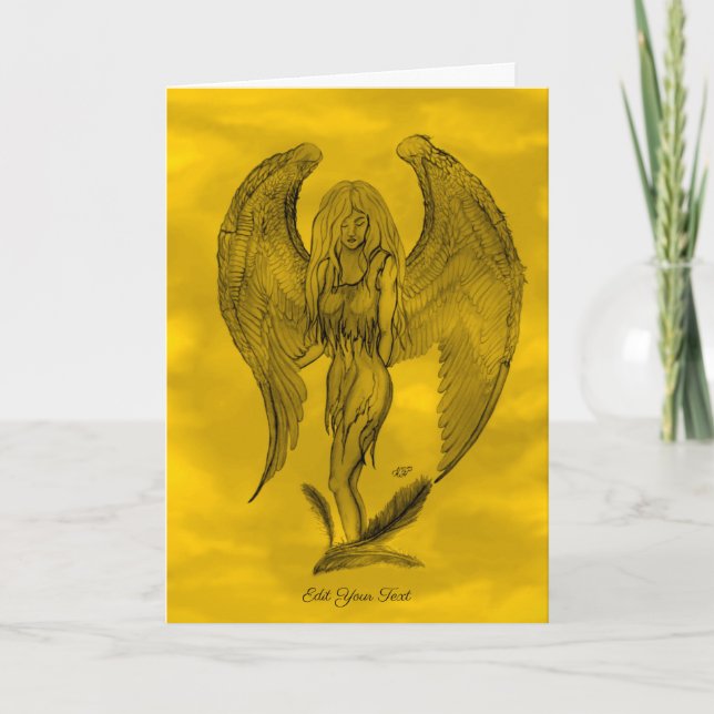 Angel in Tattoo Style Card (Front)