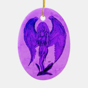 Angel in Tattoo Style Ceramic Ornament