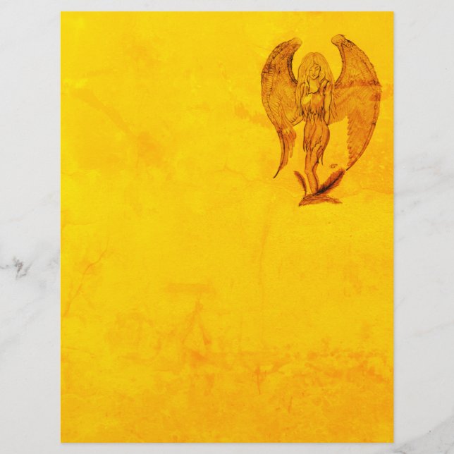 Angel in Tattoo Style Custom Letterhead (Front)