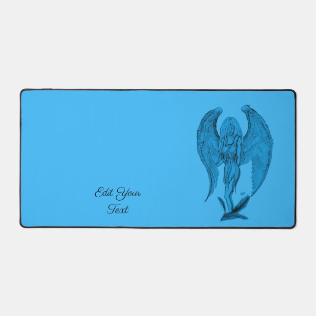 Angel in Tattoo Style Desk Mat (Front)