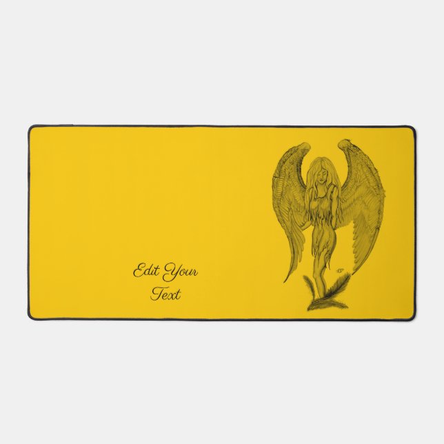 Angel in Tattoo Style Desk Mat (Front)