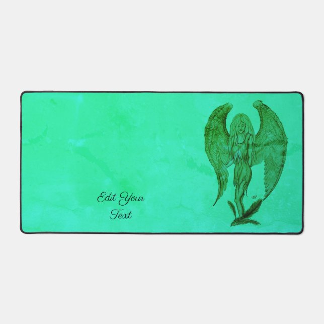 Angel in Tattoo Style Desk Mat (Front)