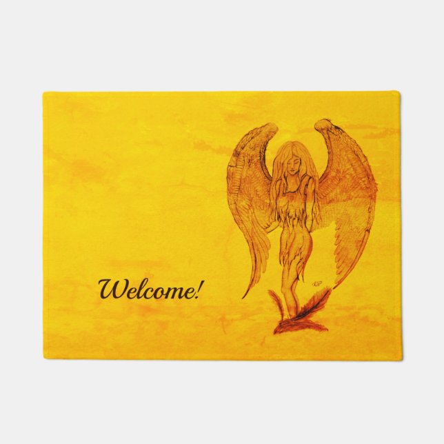 Angel in Tattoo Style Doormat (Front)