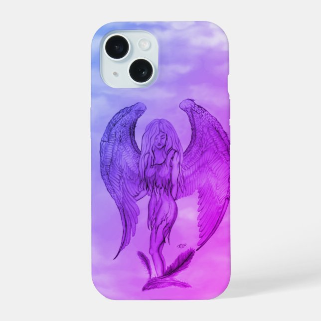 Angel in Tattoo Style iPhone 15 Case (Back)