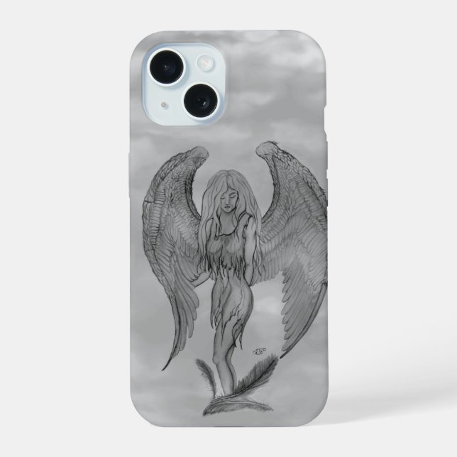 Angel in Tattoo Style iPhone 15 Case (Back)