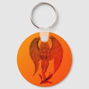 Angel in Tattoo Style Key Ring