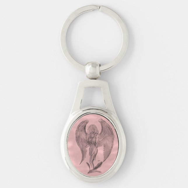 Angel in Tattoo Style Key Ring (Front)