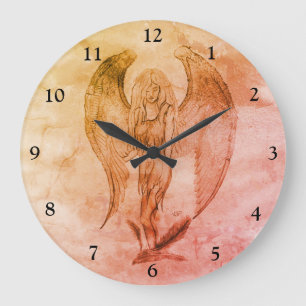 Angel in Tattoo Style Large Clock
