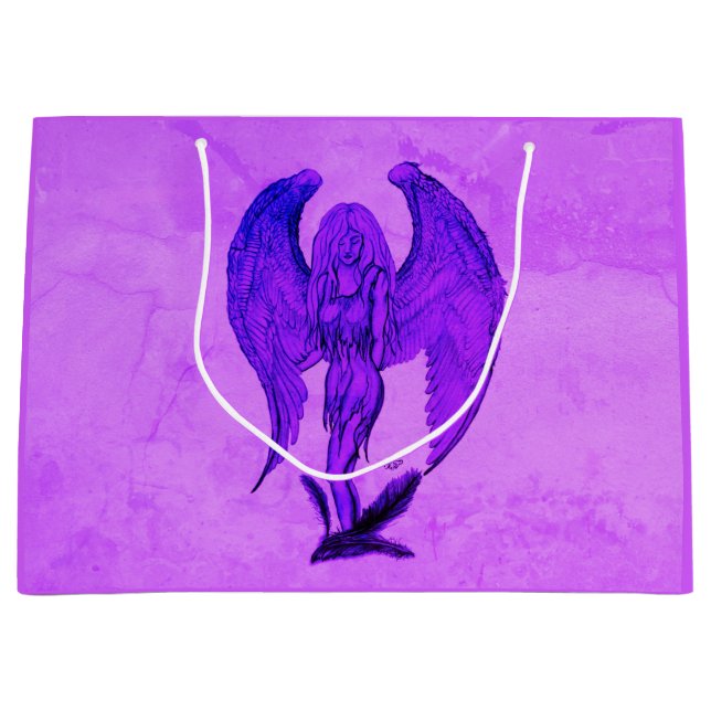 Angel in Tattoo Style Large Gift Bag (Front)