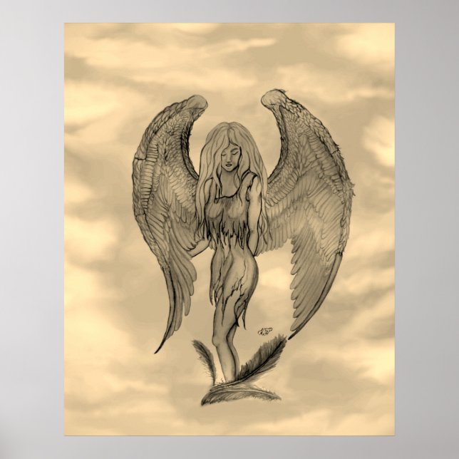 Angel in Tattoo Style Poster (Front)