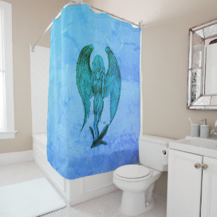 Angel in Tattoo Style Shower Curtain