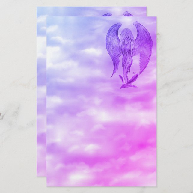 Angel in Tattoo Style Stationery (Front/Back)