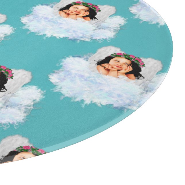 Angel in the Clouds 2-12in Round CUTTING BOARD (Corner)