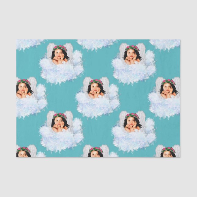 Angel in the Clouds 2-Lt Teal-TISSUE WRAPPING PAPE Tissue Paper (Front)