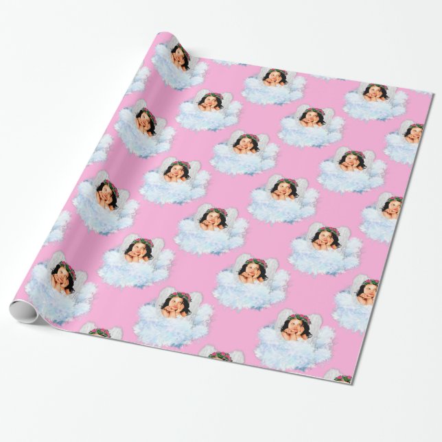 Angel in the Clouds 6-Lt Pink-GIFT WRAPPING PAPER (Unrolled)