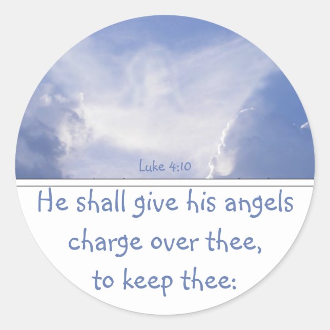 Angel in the Clouds, Encouragement, Scripture Silv Classic Round Sticker (Front)