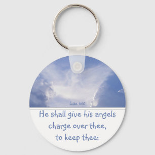 Angel in the Clouds, Encouragement, Scripture Silv Key Ring