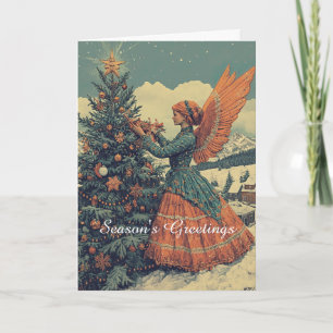 Angel in Victorian Dress Christmas Card