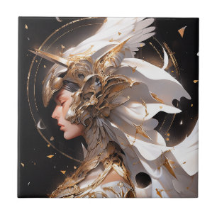 Angel In White Armour Fantasy Art Ceramic Tile