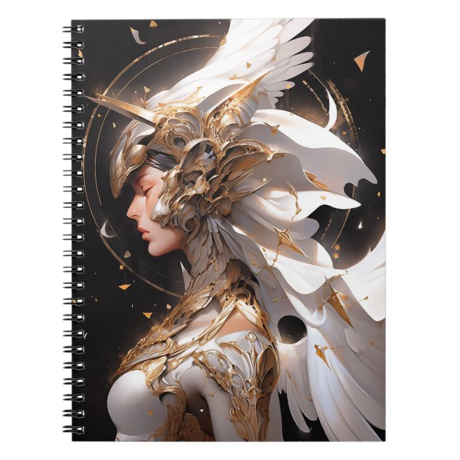 Angel In White Armour Fantasy Art Notebook (Front)