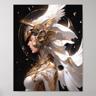 Angel In White Armour Fantasy Art Poster