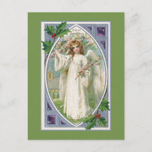 Angel in White With Blue and Green Postcard