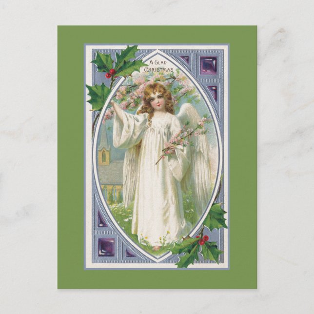 Angel in White With Blue and Green Postcard (Front)