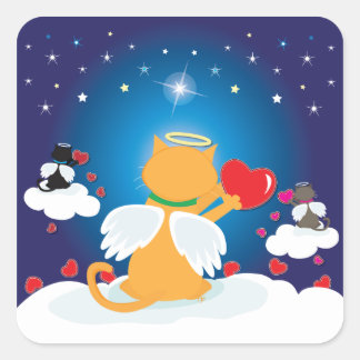 Angel Kitties - With Love from Heaven Square Sticker