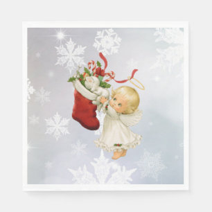 Angel & Kitty Cat Christmas Cute Paper Napkin