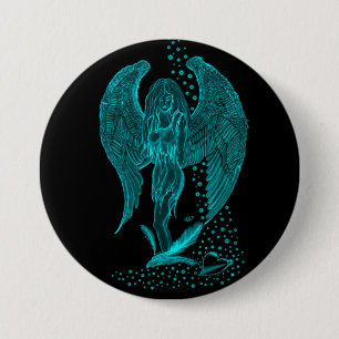 Angel lost in Love , black and green Design 7.5 Cm Round Badge