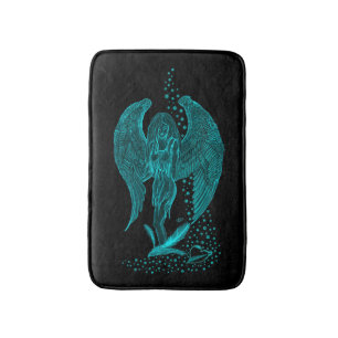 Angel lost in Love , black and green Design Bath Mat