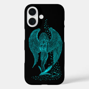 Angel lost in Love , black and green Design iPhone 16 Case
