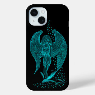 Angel lost in Love , black and green Design iPhone 15 Case