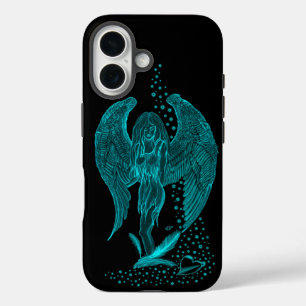 Angel lost in Love , black and green Design iPhone 16 Case