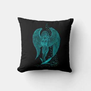Angel lost in Love , black and green Design Cushion