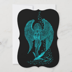 Angel lost in Love , black and green Design Invitation