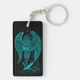 Angel lost in Love , black and green Design Key Ring