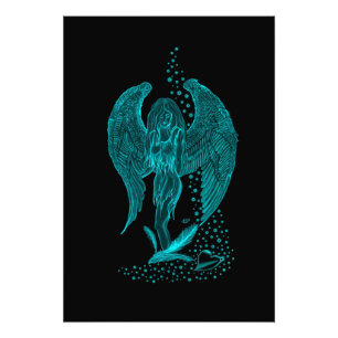 Angel lost in Love , black and green Design Photo Print