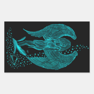 Angel lost in Love , black and green Design Rectangular Sticker