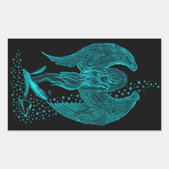Angel lost in Love , black and green Design Rectangular Sticker (Front)