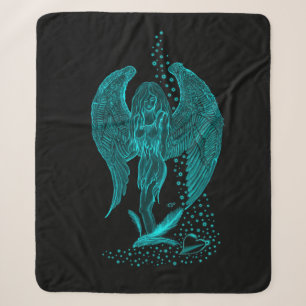 Angel lost in Love , black and green Design Sherpa Blanket
