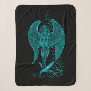 Angel lost in Love , black and green Design Sherpa Blanket