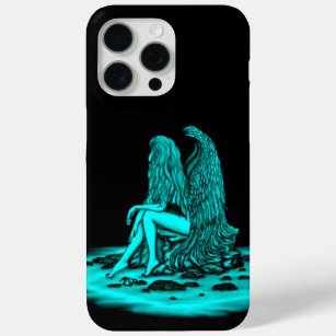 Angel , lost in thought , black and green Design iPhone 15 Pro Max Case