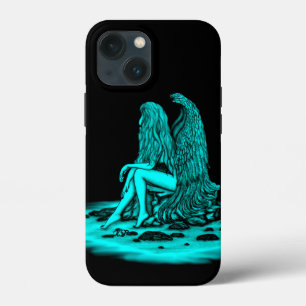 Angel , lost in thought , black and green Design iPhone 13 Mini Case