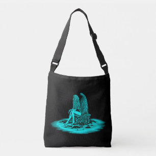 Angel , lost in thought , black and green Design Crossbody Bag