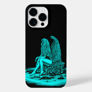 Angel , lost in thought , black and green Design iPhone 14 Pro Max Case